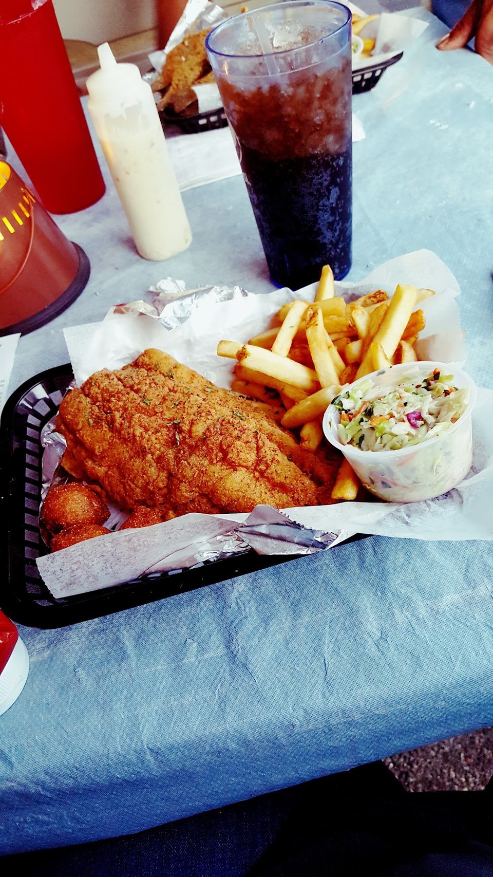 Seafood menu featuring salads, dinners, and small plates.